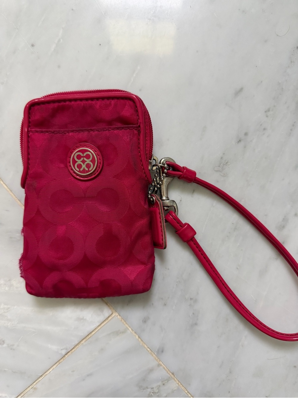 Coach Hot Pink  Wallet Wristlet with Silver Hardware